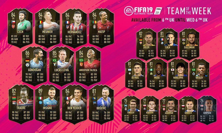 FIFA 19 Ultimate Team – Team of the Week (TOTW) #2 – 26th September 2018